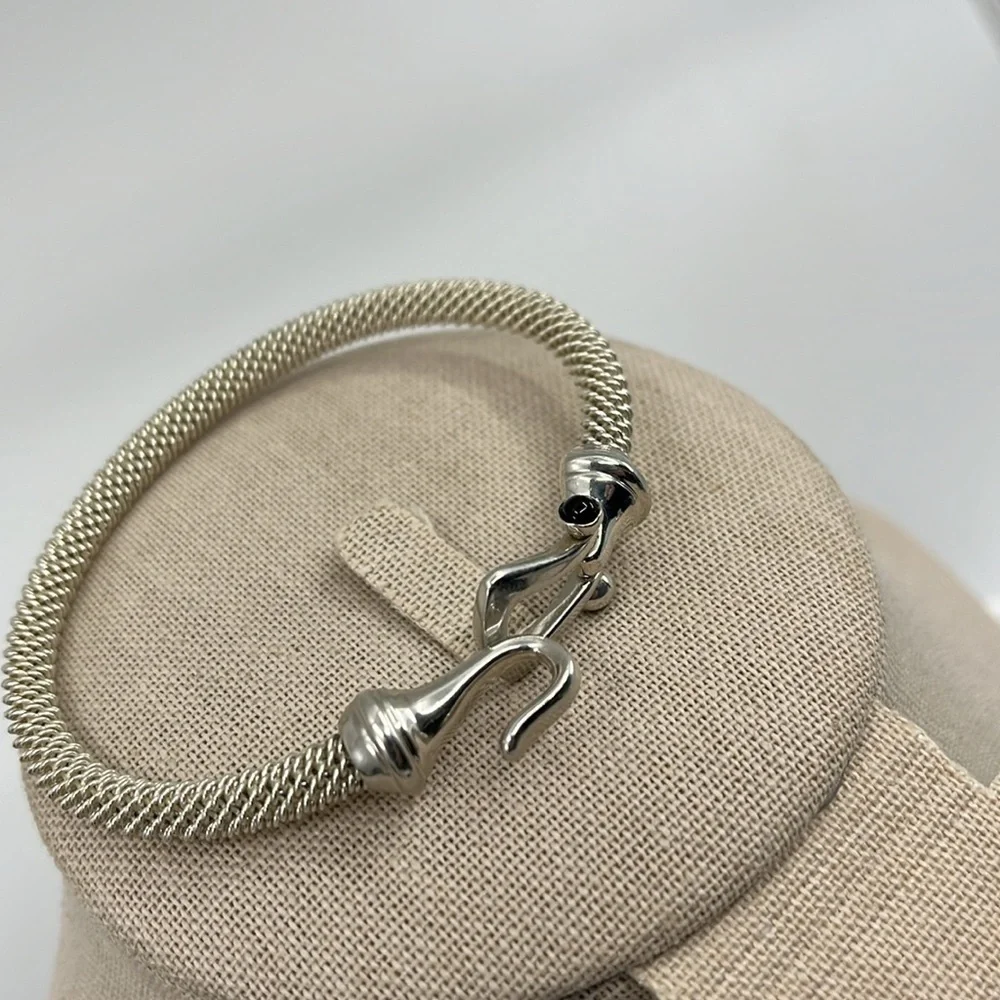 Vintage Joseph Esposito ESPO 925 Sterling Silver Mesh Hook Bracelet 7" - Picture 4 of 14